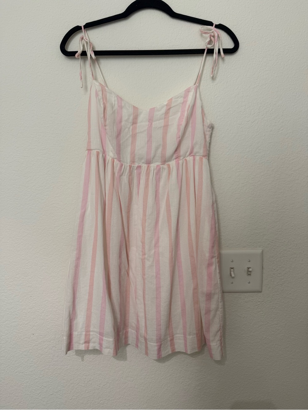 Lush Pink and White Striped Tie-Shoulder Sundress